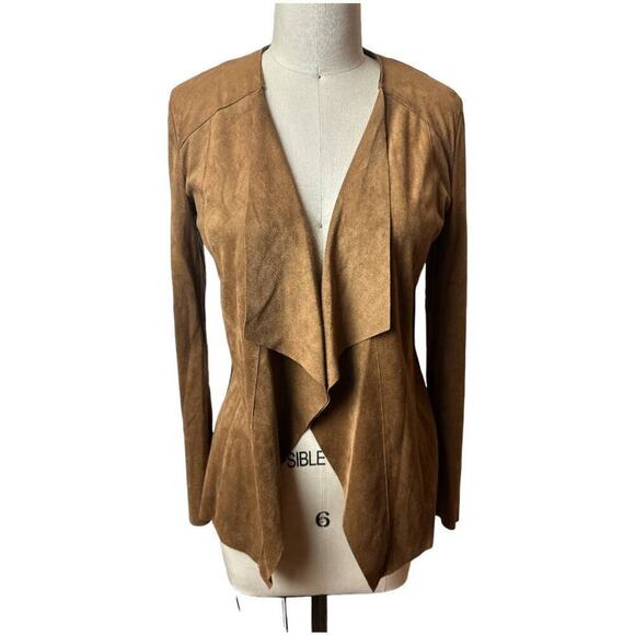 Mango Tan Brown Faux Suede Open Front Lightweight Jacket Women's Size XS - Picture 1 of 6